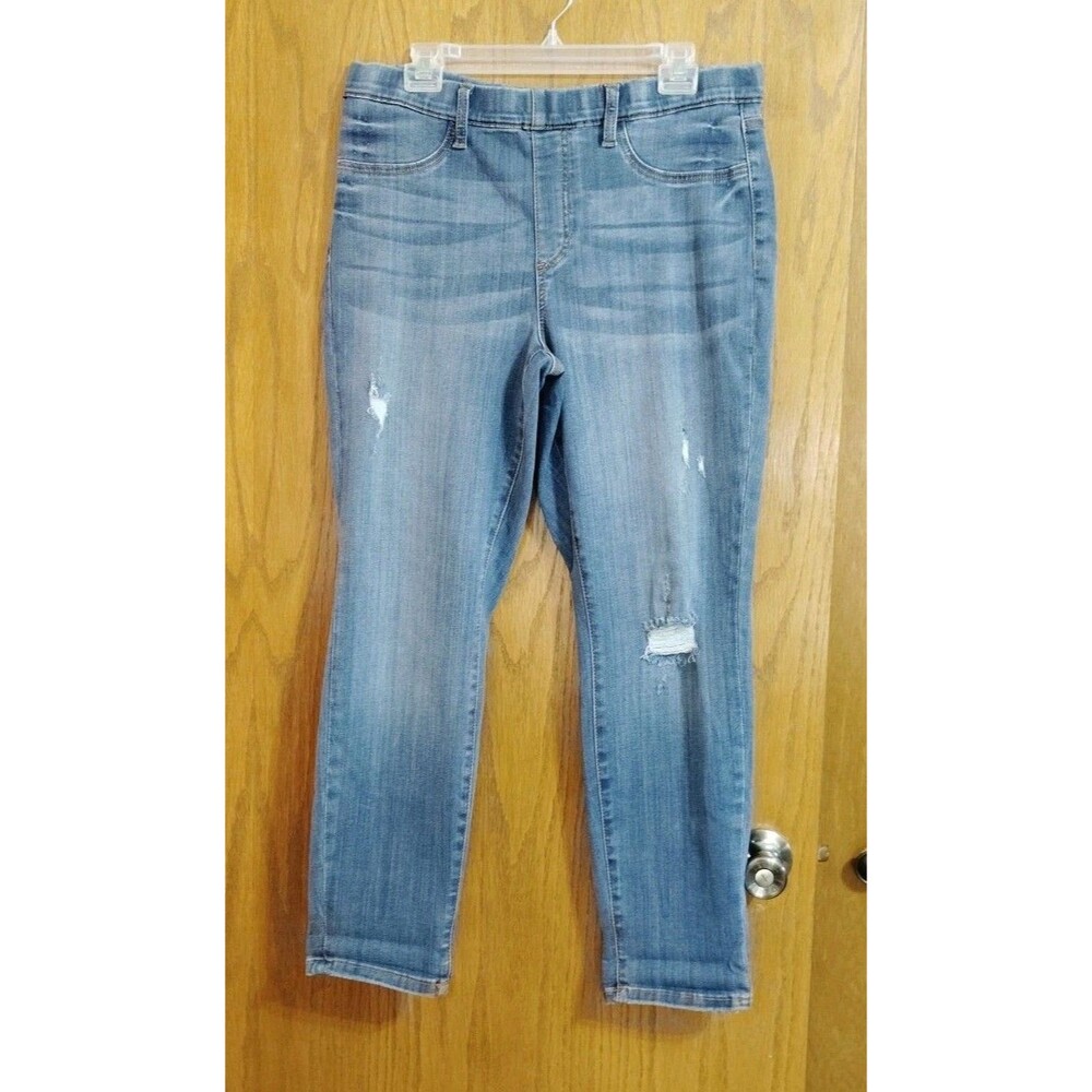 Judy Blue Jeans 15/32 Boyfriend Fit Pull On Denim Distressed Stretch